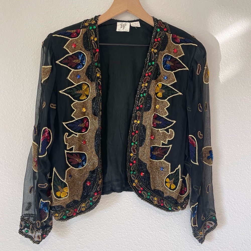Vintage Silk Handmade Beaded Jacket